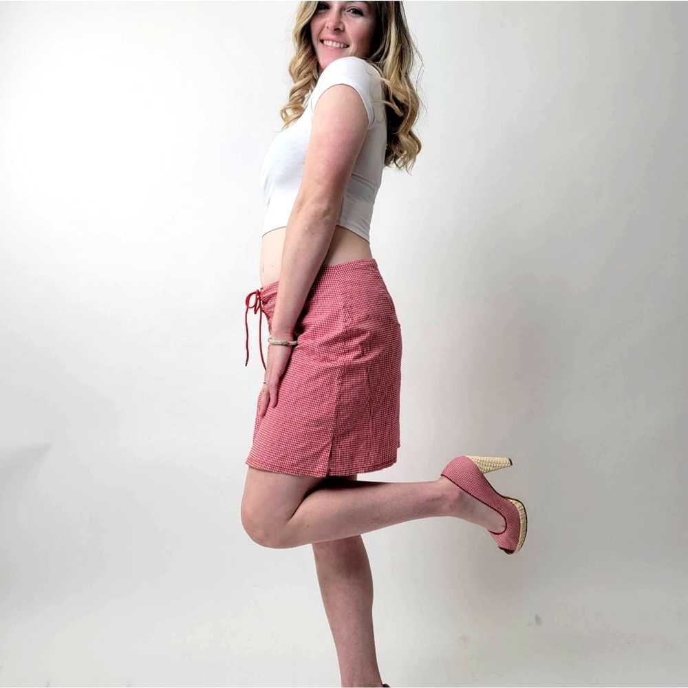 Vintage Vtg Y2k Red Gingham Plaid Mini Skirt - M - image 6