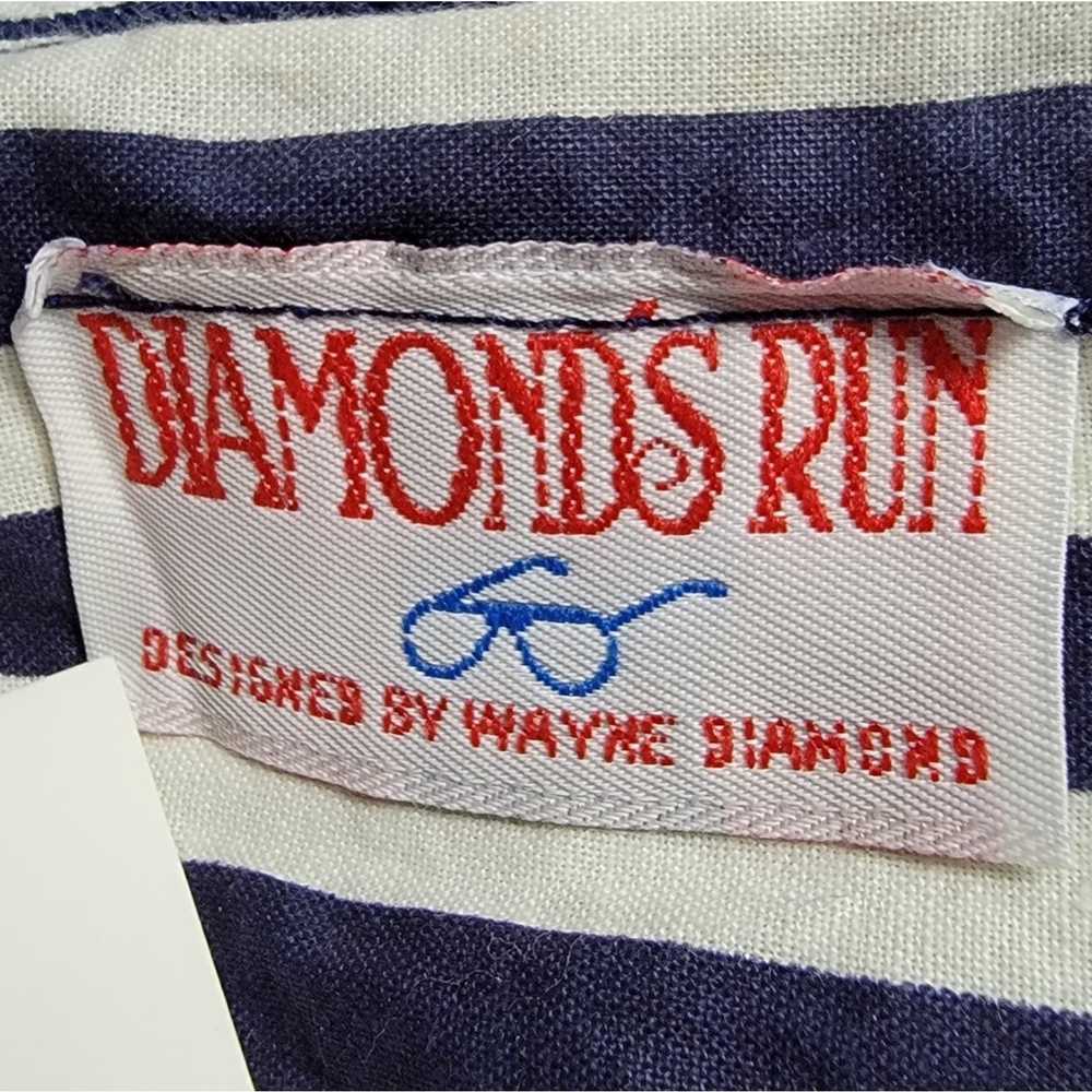 Vintage Vtg 80s Diamonds Run Striped A-Line Ruffl… - image 4