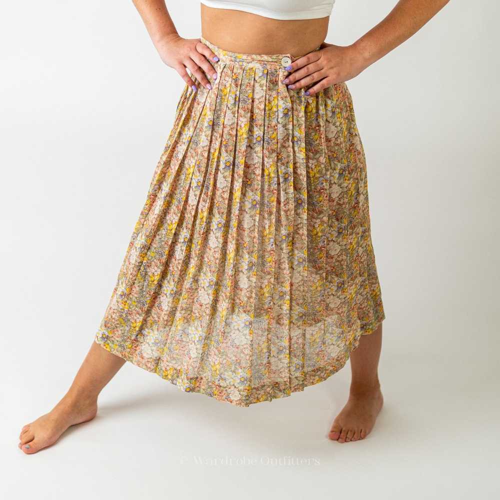 Vintage Vintage 90s Floral Maxi Pleated Summer Sk… - image 4