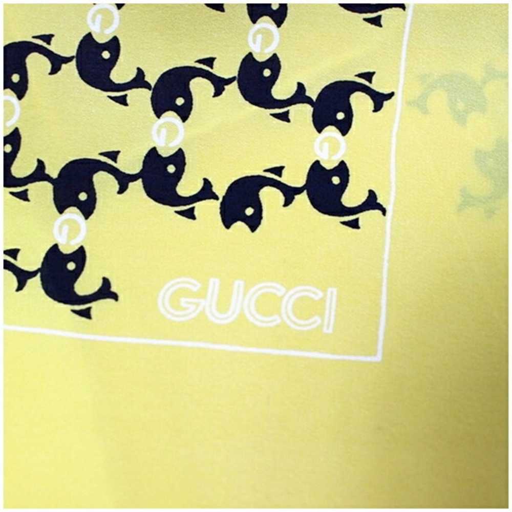 Gucci Gucci Old Silk Scarf Muffler Yellow Whale P… - image 4