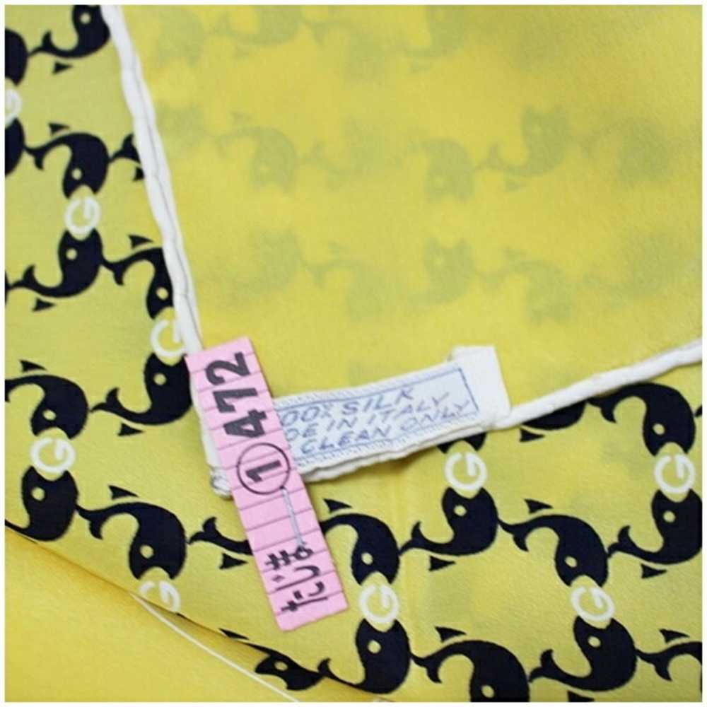 Gucci Gucci Old Silk Scarf Muffler Yellow Whale P… - image 6