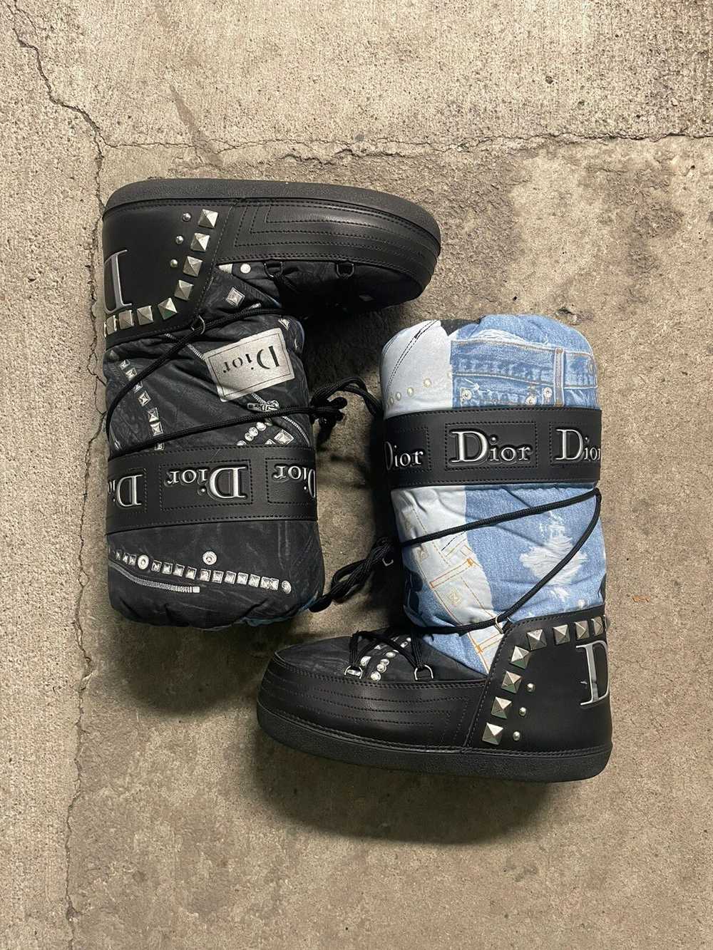 Dior 2006 Dior Galliano Denim Print Moon Boots - image 1