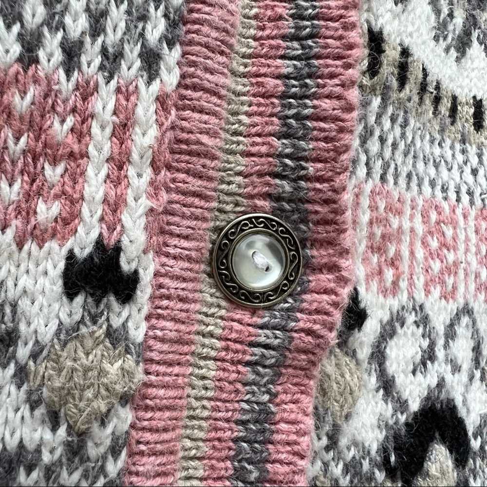 Vintage 90s Gina peters pink and gray fair isle k… - image 3