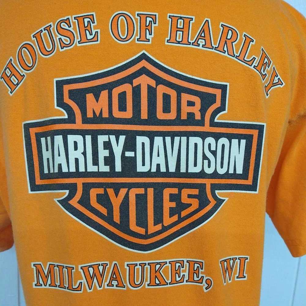 Vtg Harley Davidson - Mens Medium - Orange SS T-S… - image 2