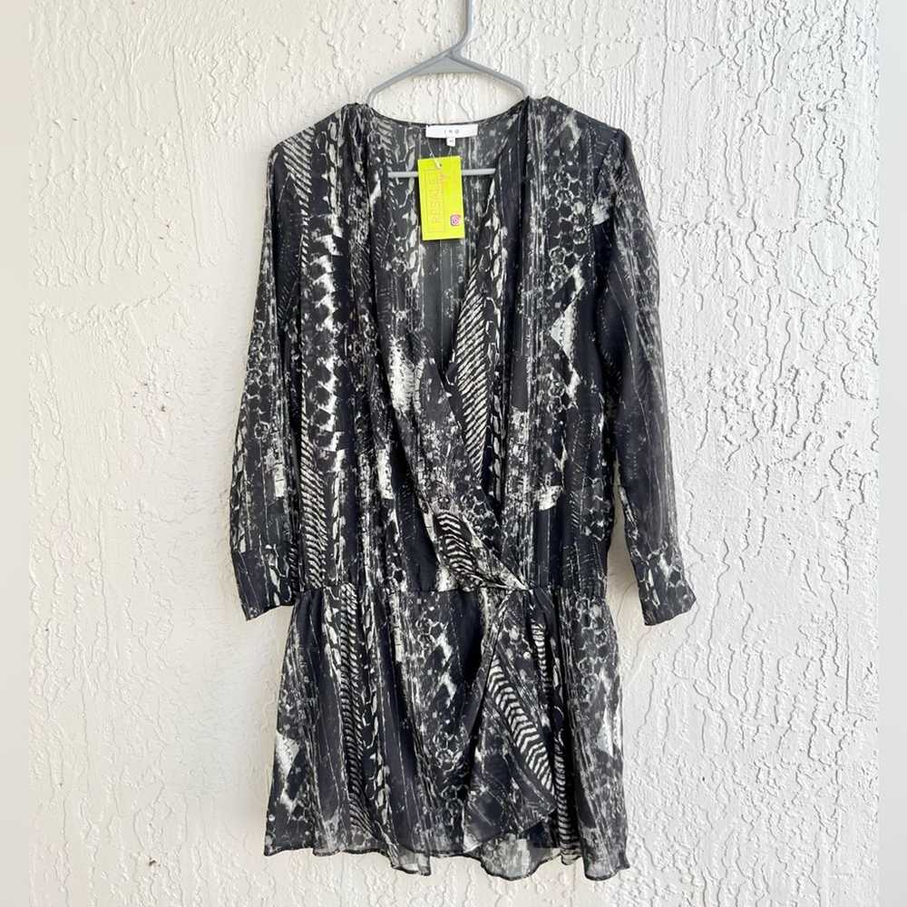 Iro Iro Akley silk blend mini dress black and whi… - image 2