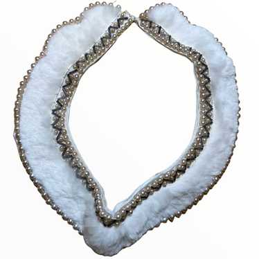 Vintage Vintage fur pearl collar necklace choker - image 1