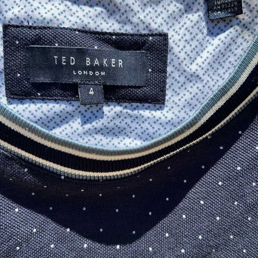 NWOT TED BAKER Glaad Mini Dot Navy Blue Cotton Si… - image 4