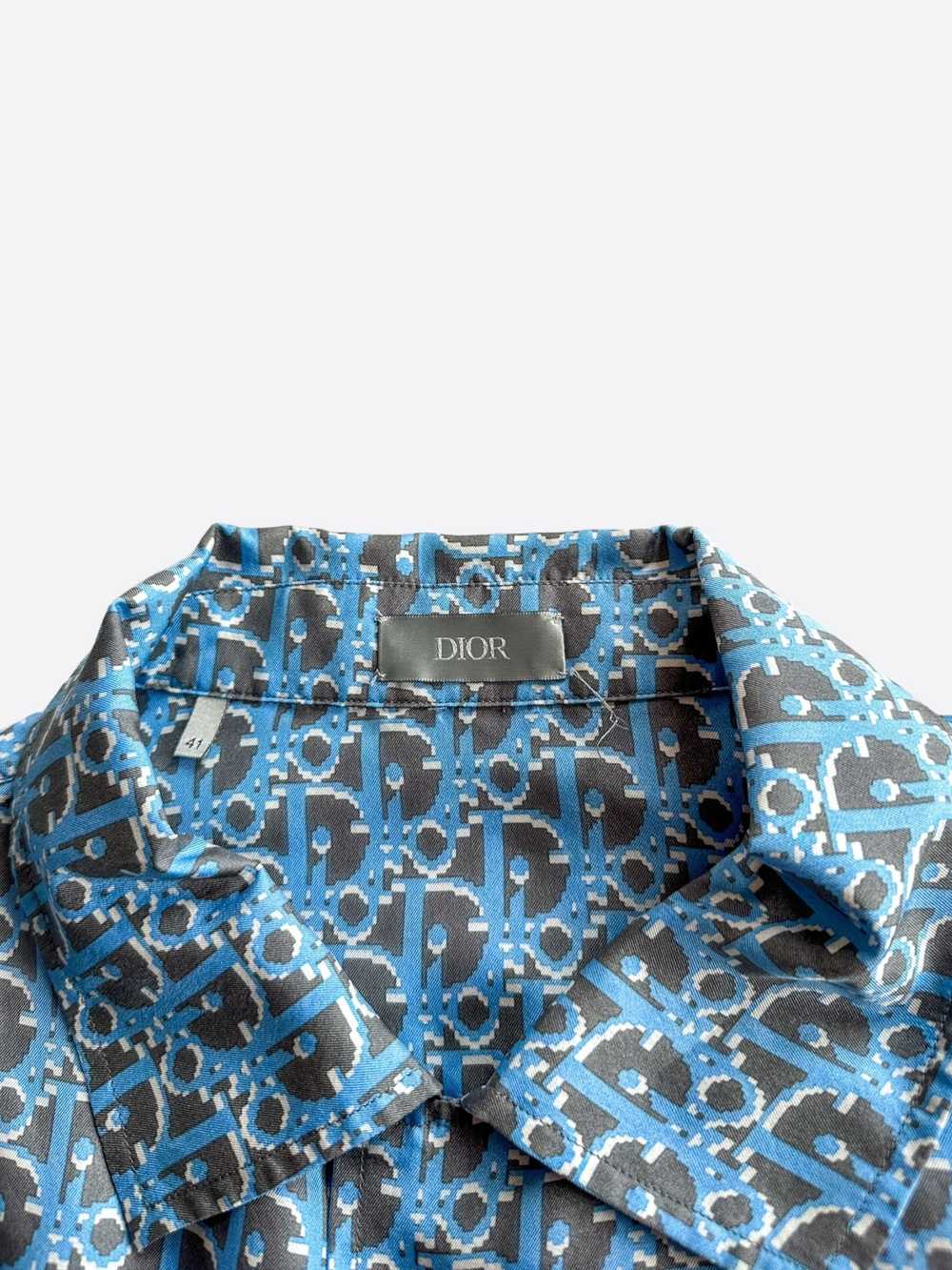 Dior Dior Black & Blue Pixel Oblique Silk Button … - image 3
