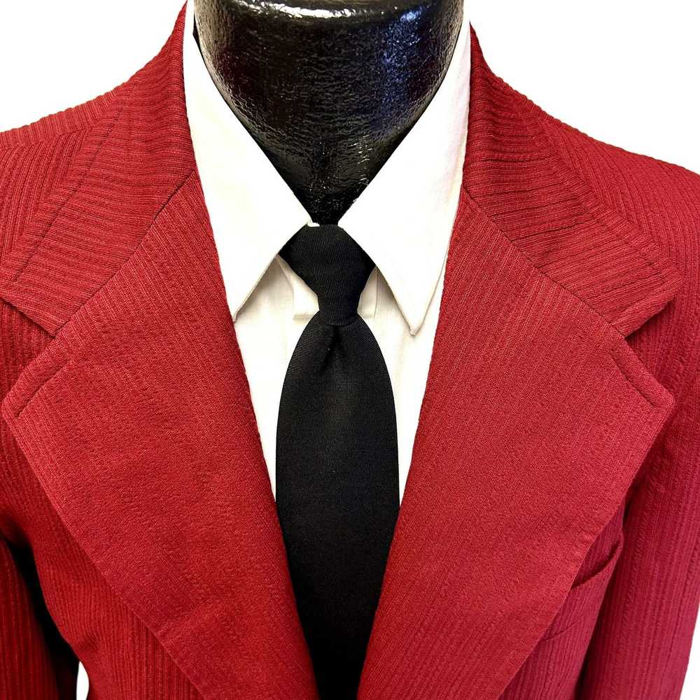 Unkwn 70's Hyde Maroon Red Sport Coat TEXTURED Mo… - image 2