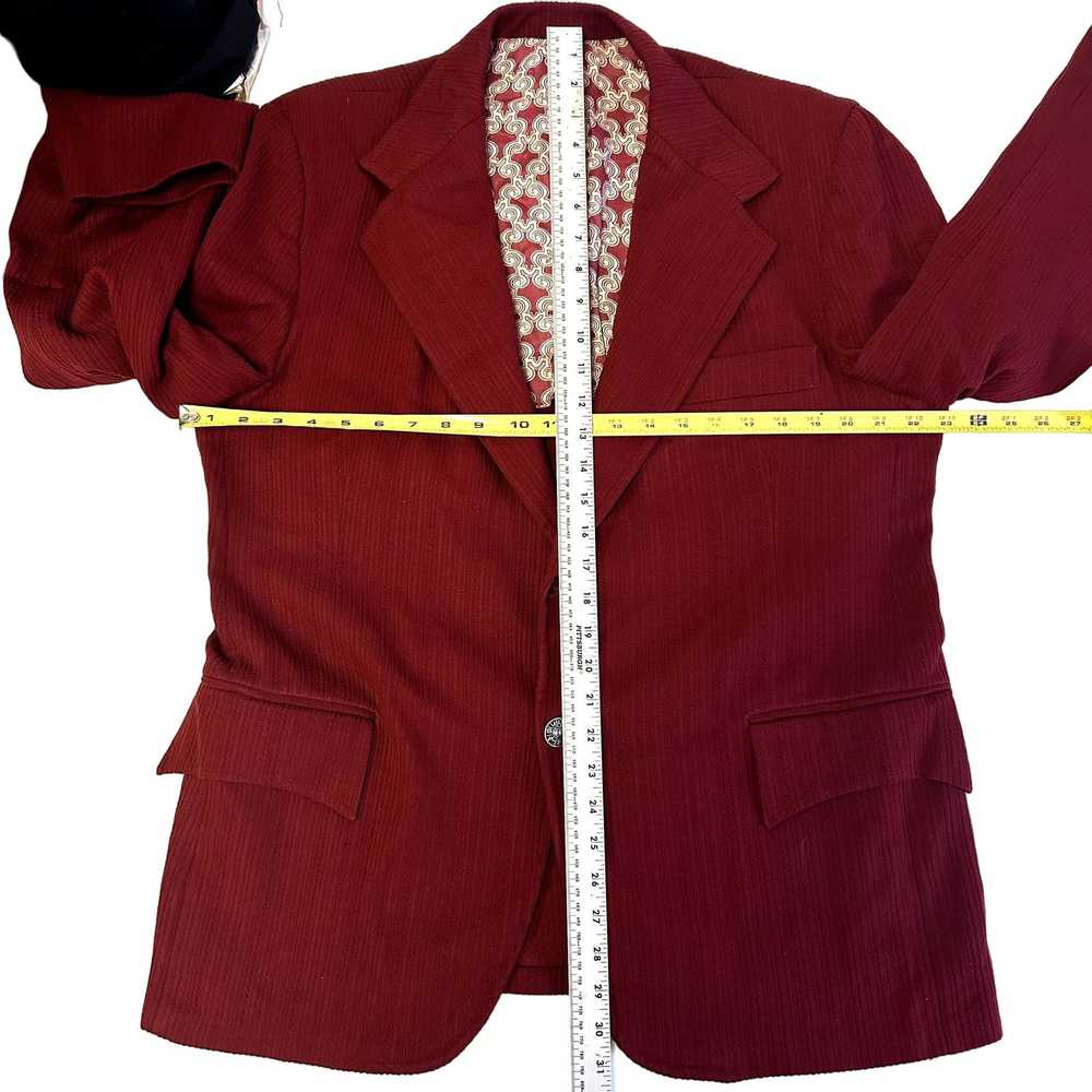 Unkwn 70's Hyde Maroon Red Sport Coat TEXTURED Mo… - image 8