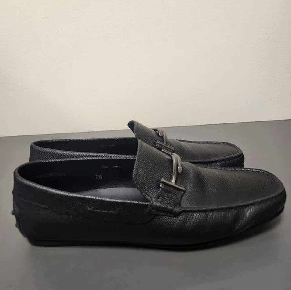 Tod's Tod's Double T Textured Leather Loafers Bla… - image 3