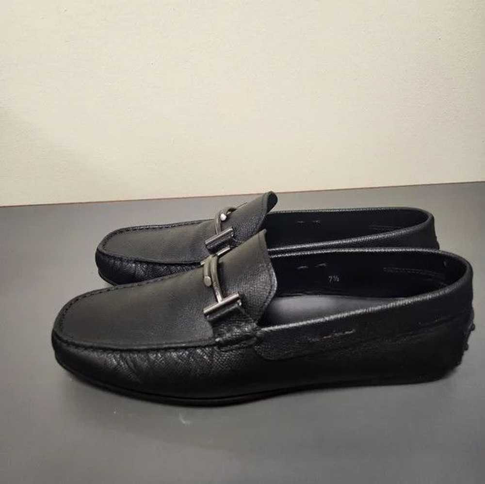 Tod's Tod's Double T Textured Leather Loafers Bla… - image 4