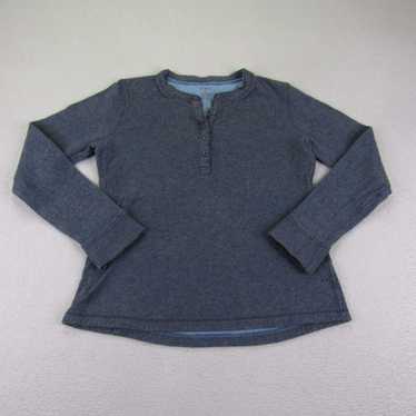 Vintage LL Bean Sweater Mens Small Blue Henley Wo… - image 1