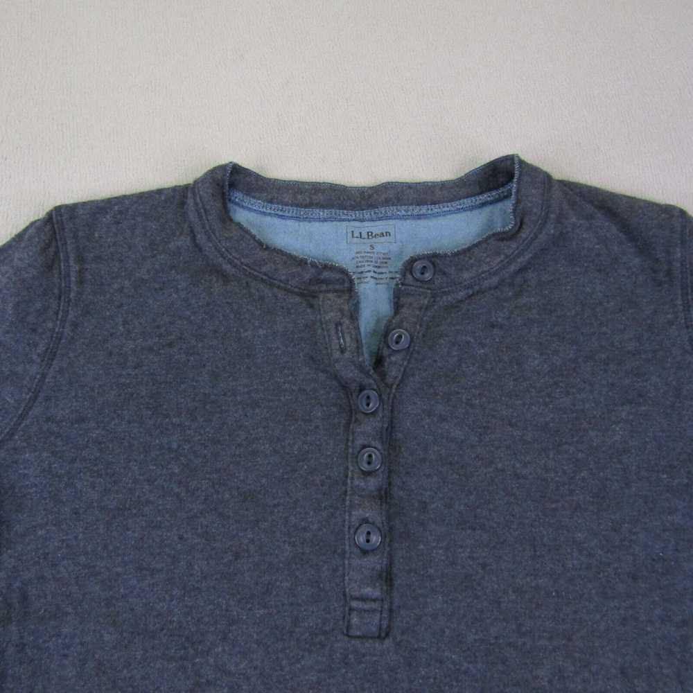 Vintage LL Bean Sweater Mens Small Blue Henley Wo… - image 2