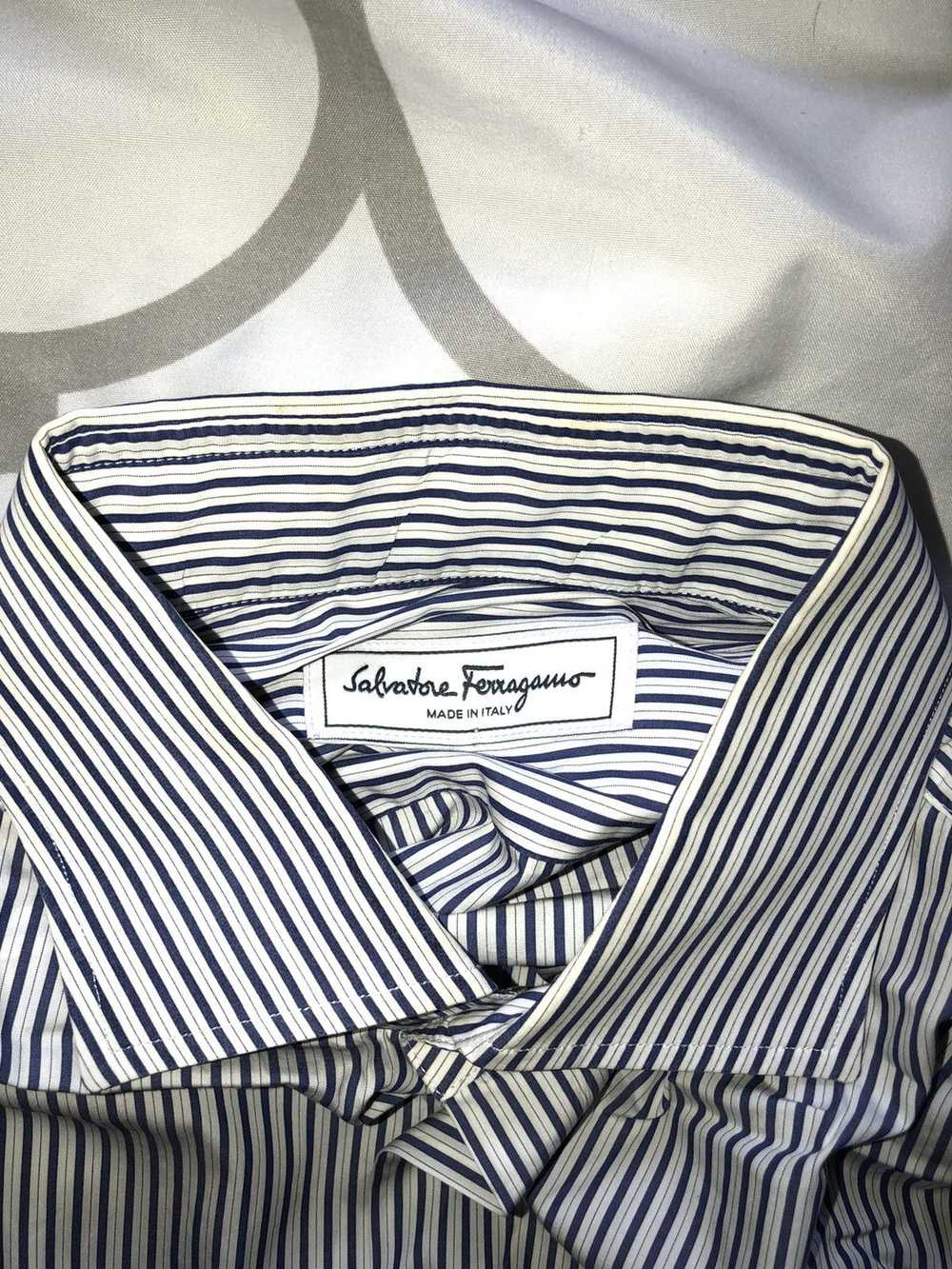 Salvatore Ferragamo Blue stripe shirts Size large - image 4