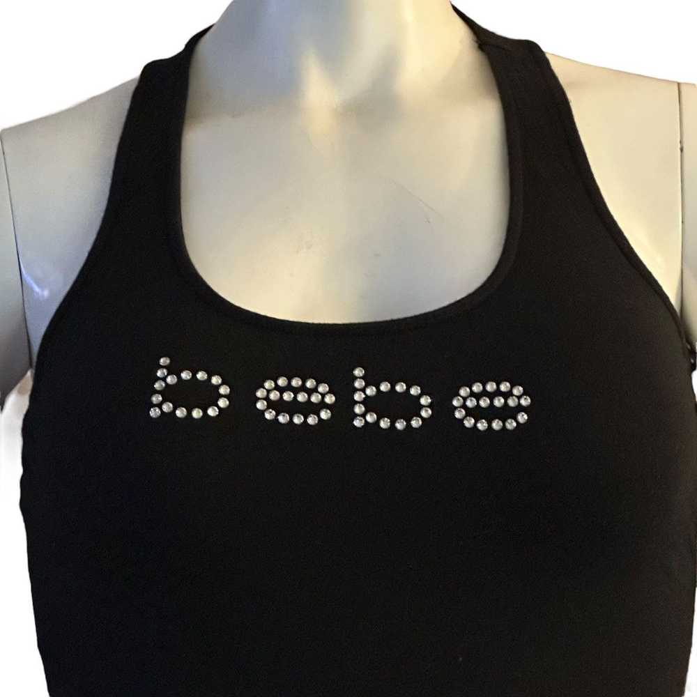 Bebe Bebe cinch toe waist rhinestone logo tank ma… - image 6