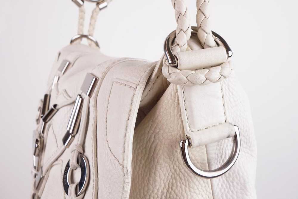 Gucci Gucci White Techno Horsebit Large Leather F… - image 9