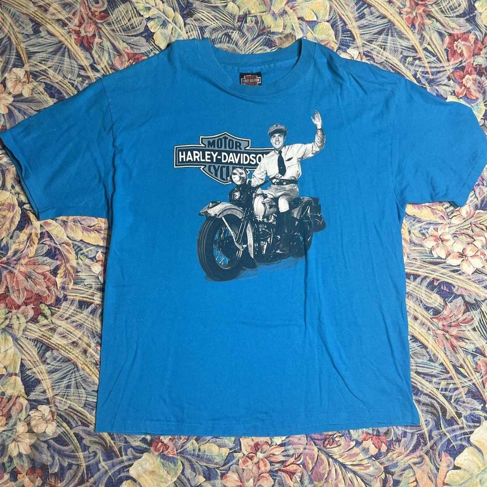 1992 Harley Davidson Motor Clothes XL Blue T Shir… - image 1