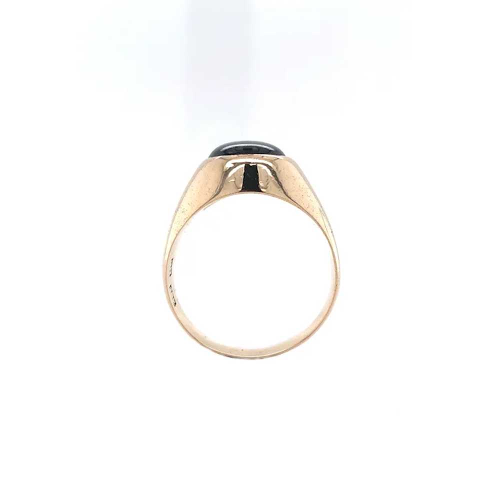18K Yellow Gold Black Star Sapphire Men's Ring - image 4