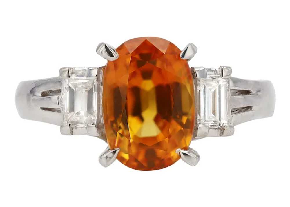 Fiery 3 Carat Orange Sapphire and Diamond Vintage… - image 3