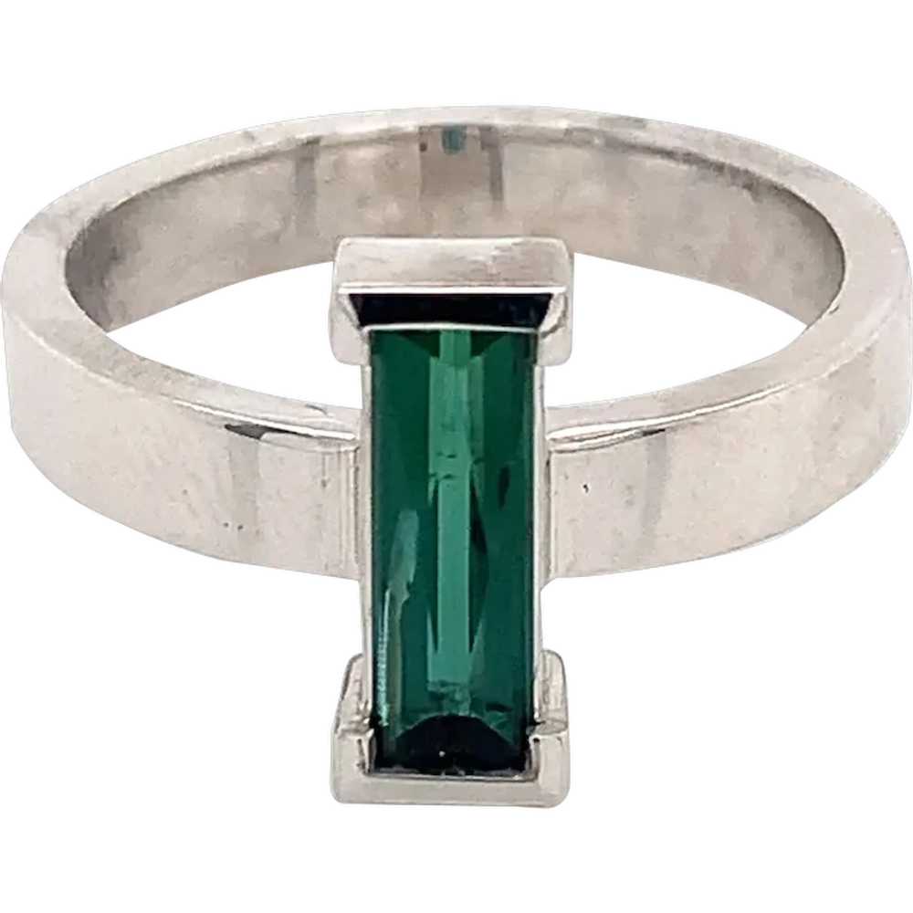 Custom White Gold Green Tourmaline Ring - image 1