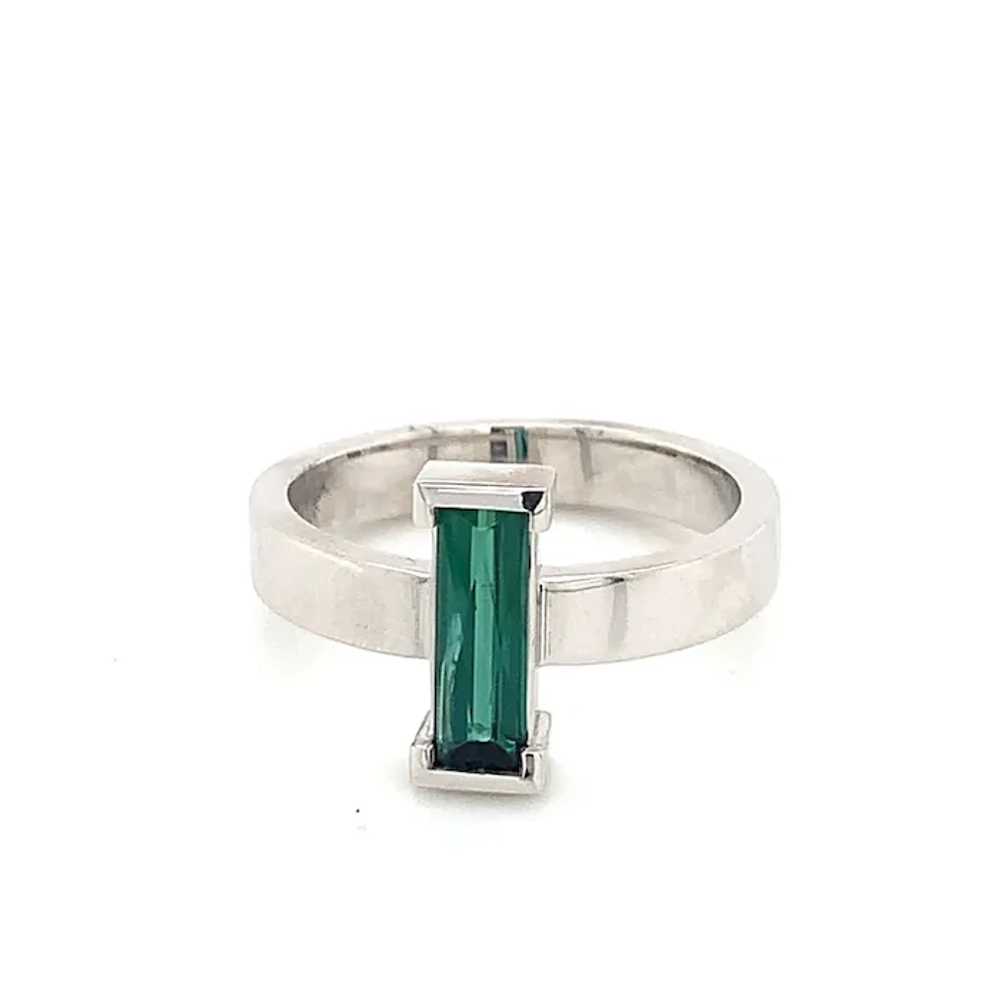Custom White Gold Green Tourmaline Ring - image 4