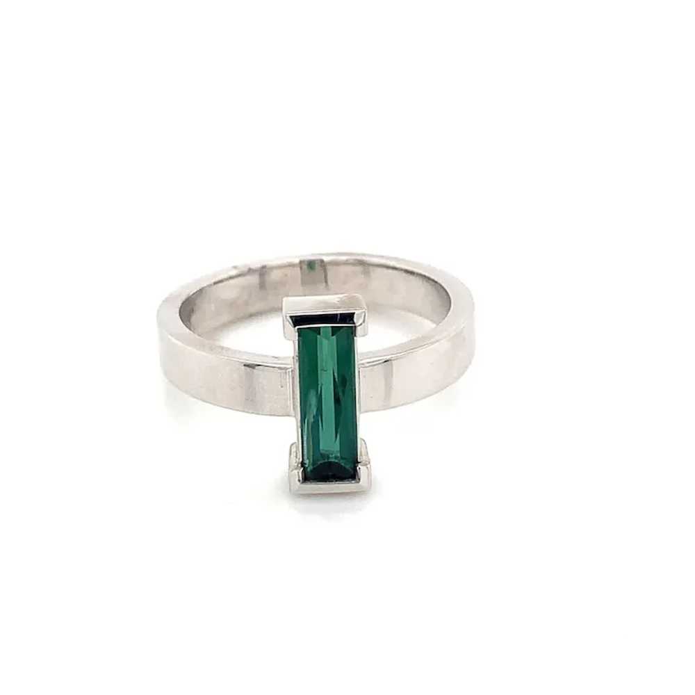 Custom White Gold Green Tourmaline Ring - image 5