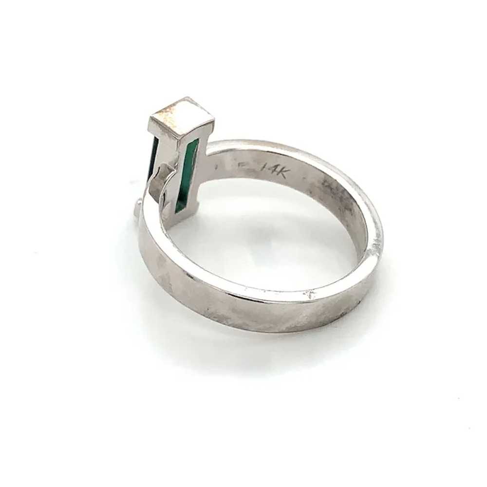 Custom White Gold Green Tourmaline Ring - image 6