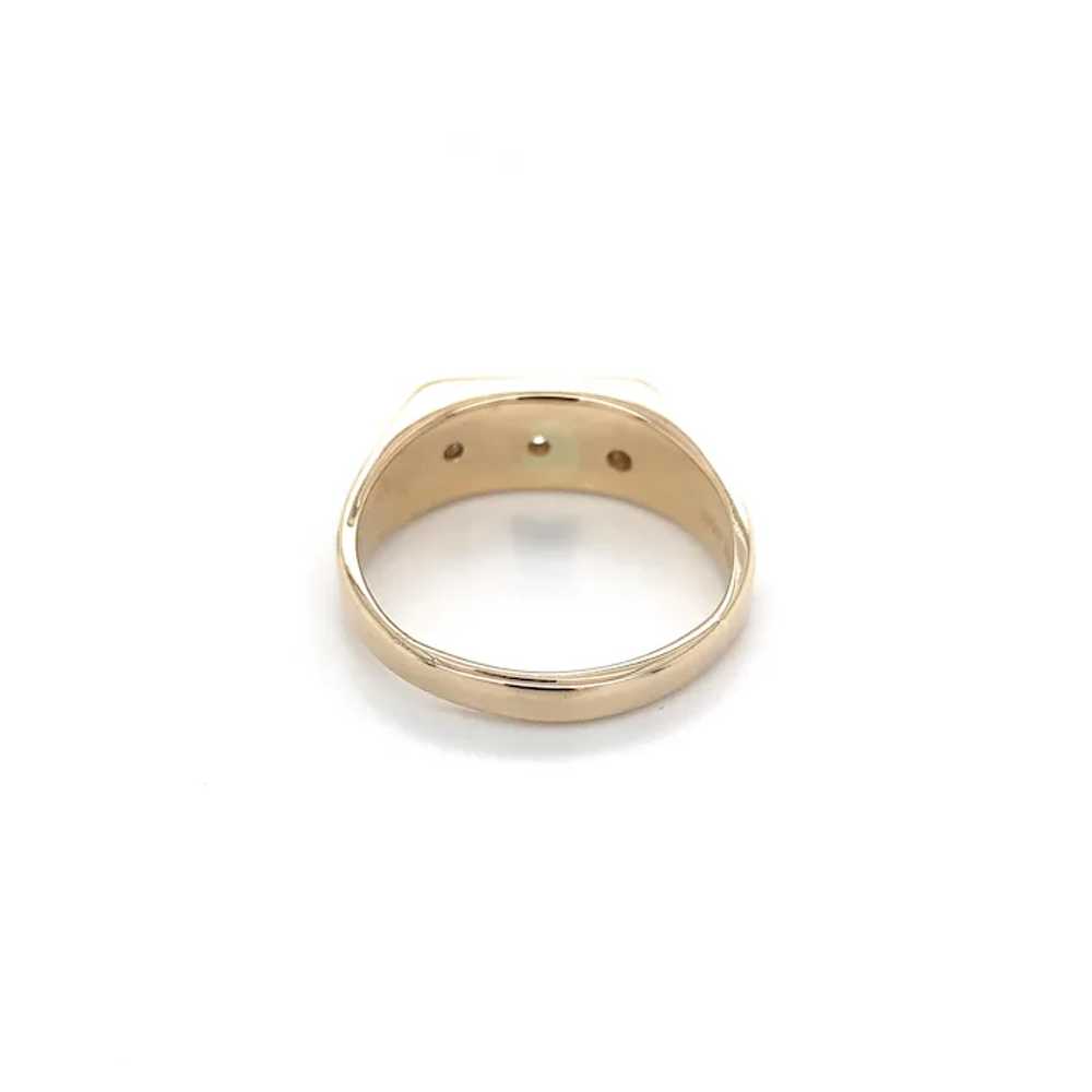 14K Yellow Gold Men's Diamond Ring Hand Engraved - image 5