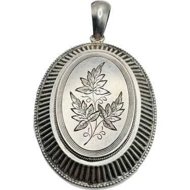 Victorian Antique Sterling Silver Locket Pendant … - image 1