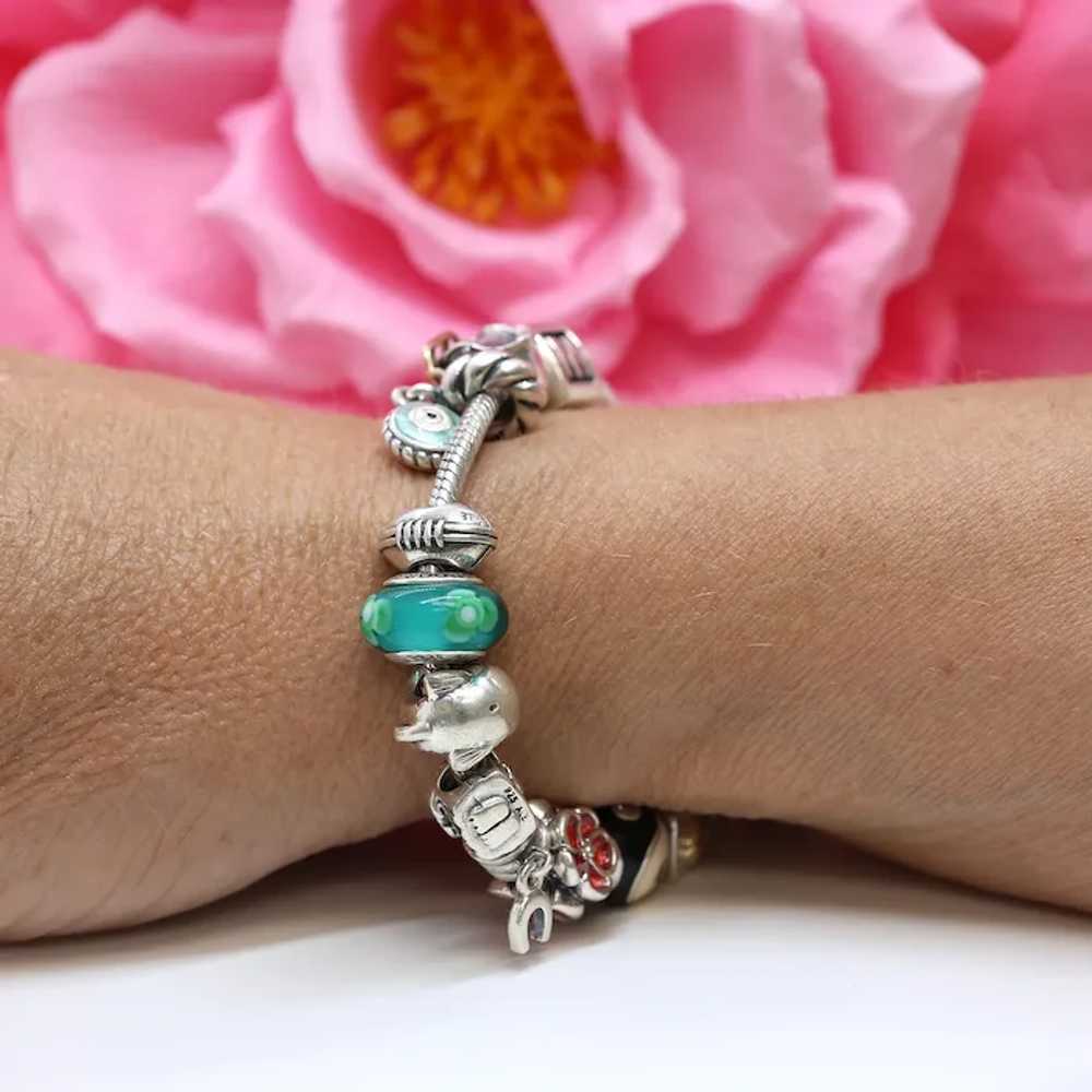 Pandora Charm Bracelet Sterling Silver 15 Multipl… - image 2