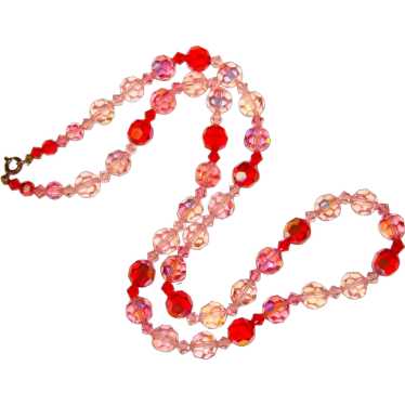 Fabulous RED & PINK Aurora Crystal Long Strand Nec
