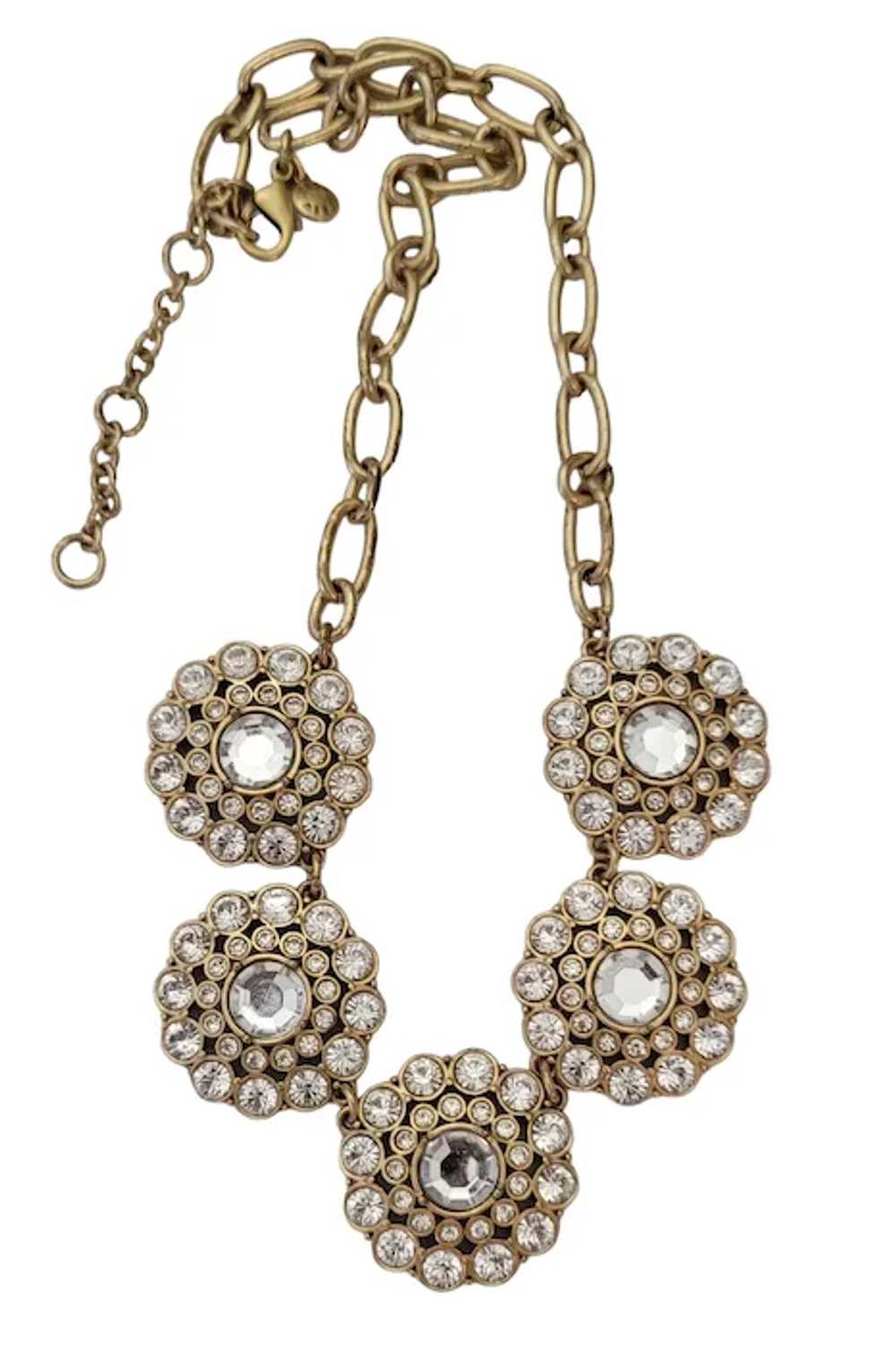 J. Crew Gold Tone Round Glass, Plastic Rhinestone… - image 7