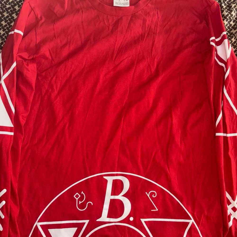 bSTROY Logo-Print Cotton long sleeve Red Tee. - image 1