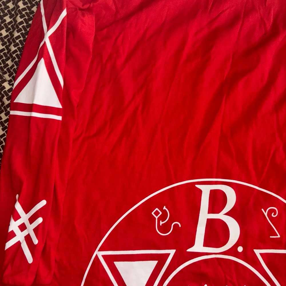 bSTROY Logo-Print Cotton long sleeve Red Tee. - image 4