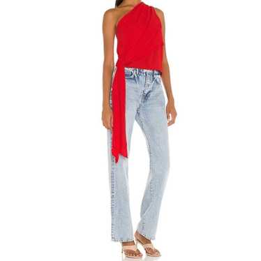 Krisa red one shoulder top