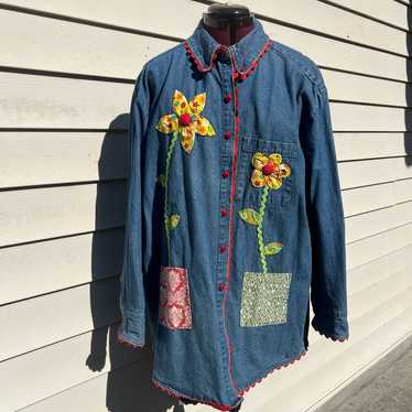 Vintage 80s denim quilted jacket