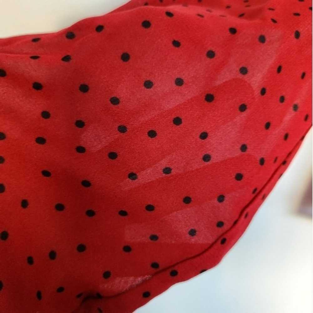 Reformation Polka Dot Red Sheer Blouse S - image 5