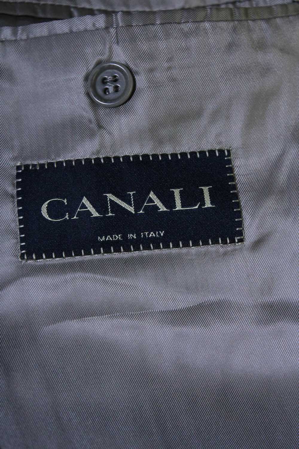 Canali Mens Wool Striped Print Button Collar Long… - image 11