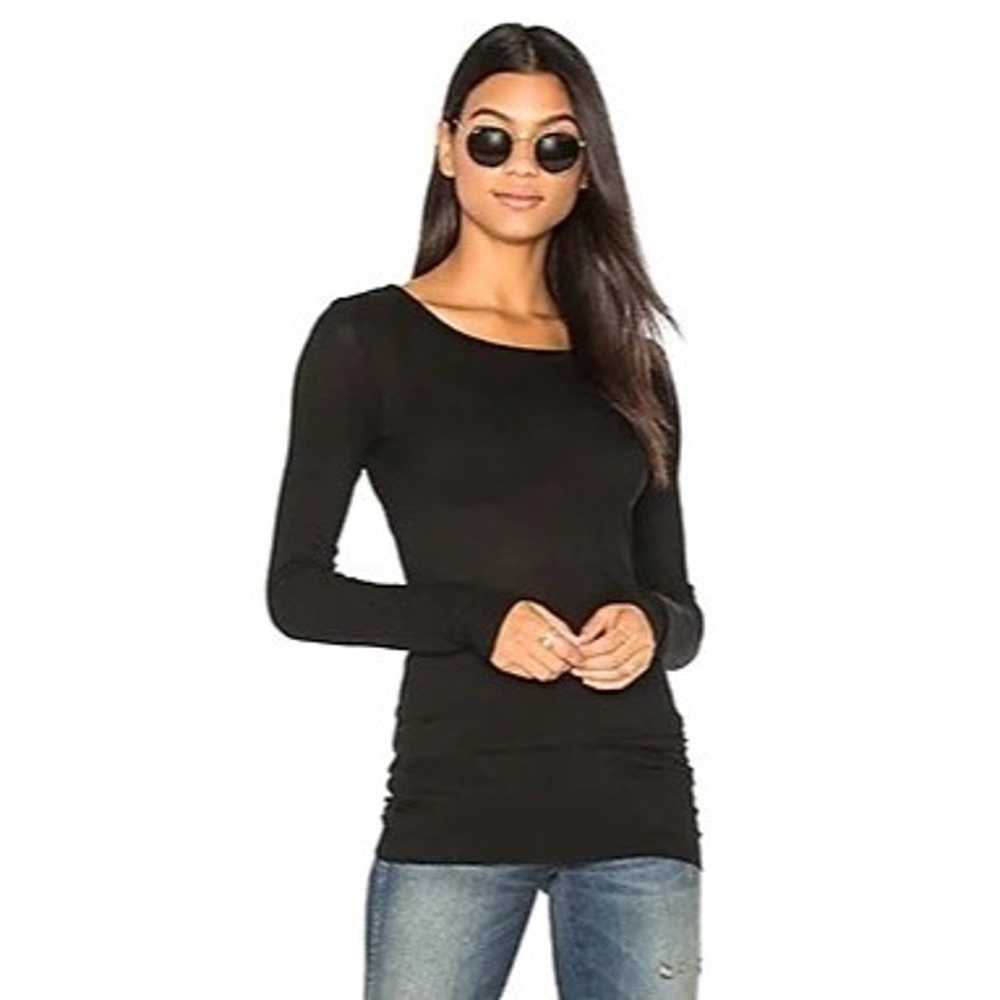 Enza Costa Shirt Womens Small Black Silk Blend Ri… - image 1
