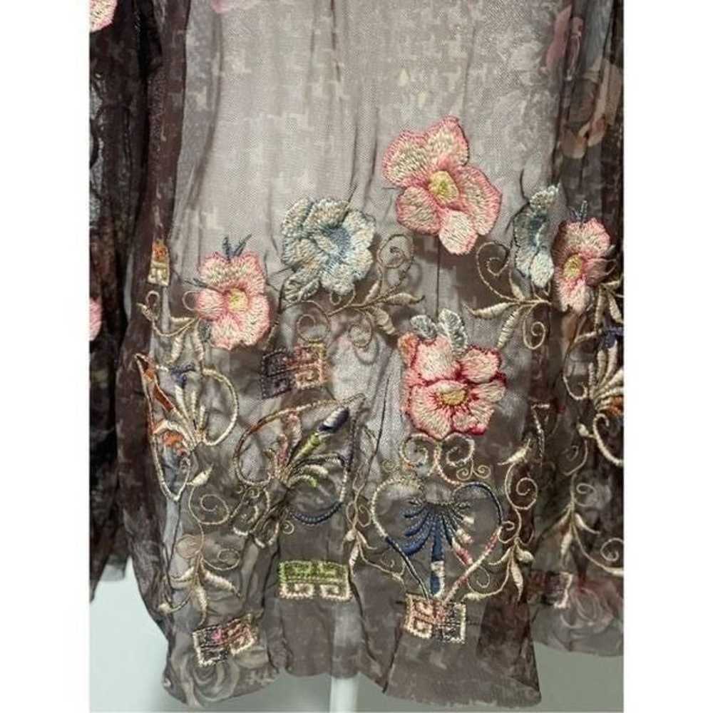 Johnny Was Tillie Mesh Embroidered blouse M - image 3