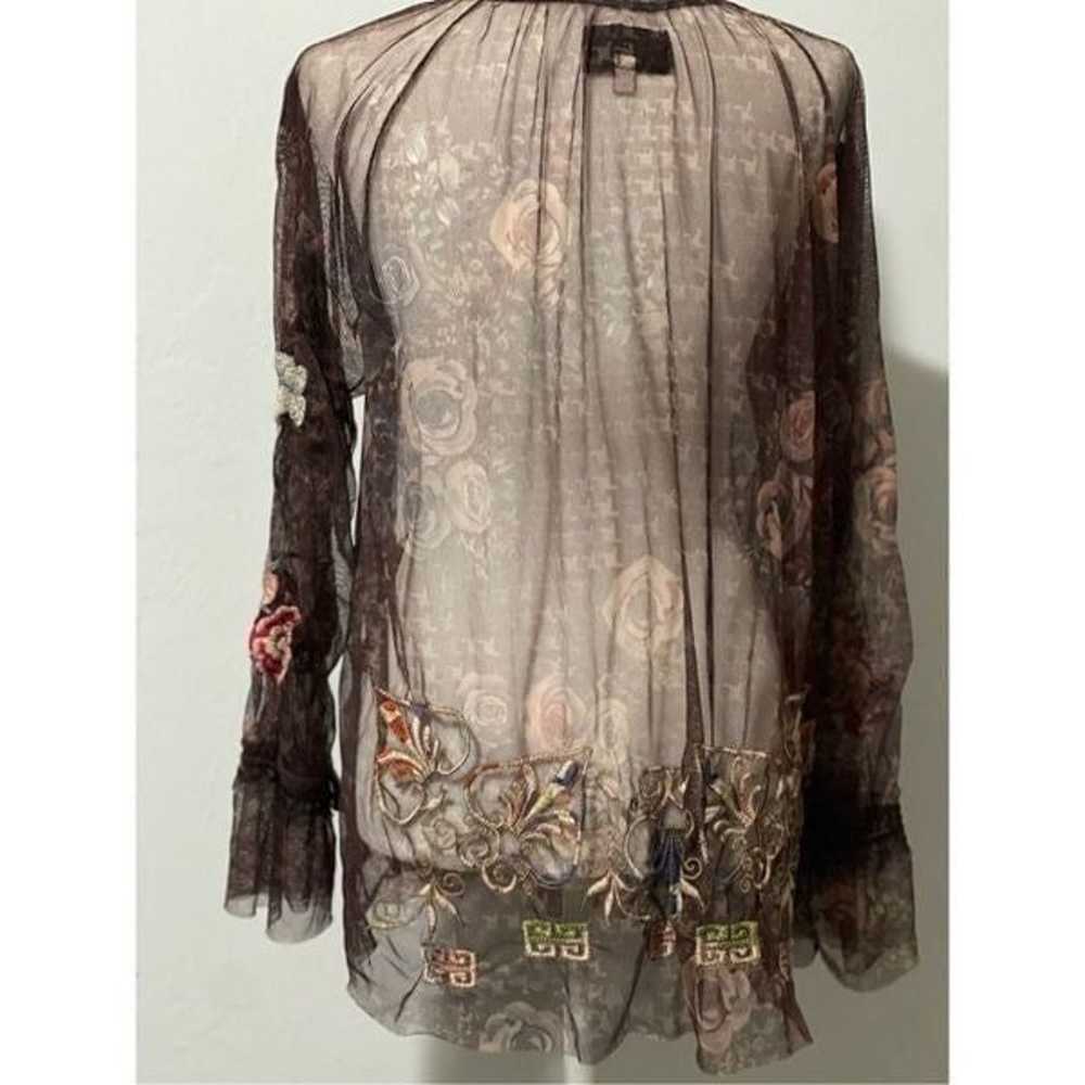 Johnny Was Tillie Mesh Embroidered blouse M - image 8