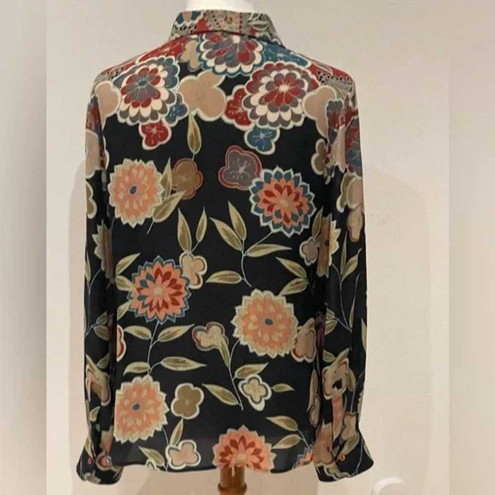 Loro Piana - Silk Floral Print Button Up Top - Si… - image 3