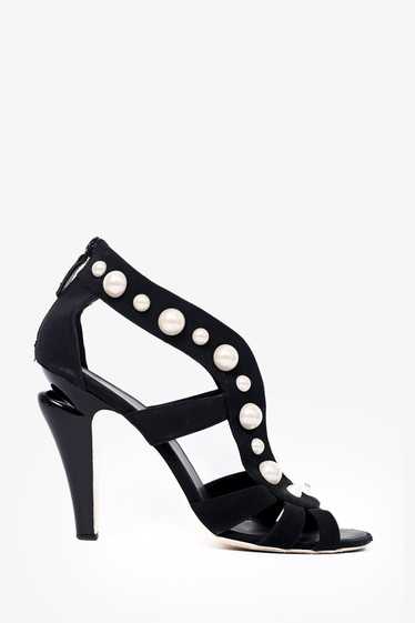 Pre-loved Chanel™ Black Strappy Pearl Embellished 