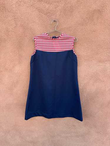 1960's Navy & Red/White Houndstooth Frock