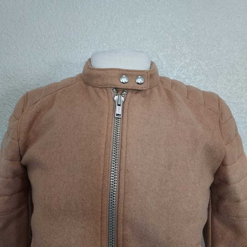 Gap Tan Wool Blend Moto Zip Jacket Size Small - image 3