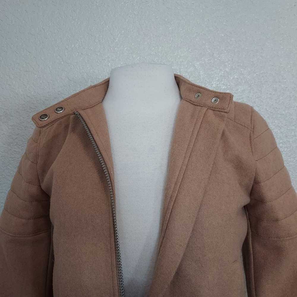 Gap Tan Wool Blend Moto Zip Jacket Size Small - image 4