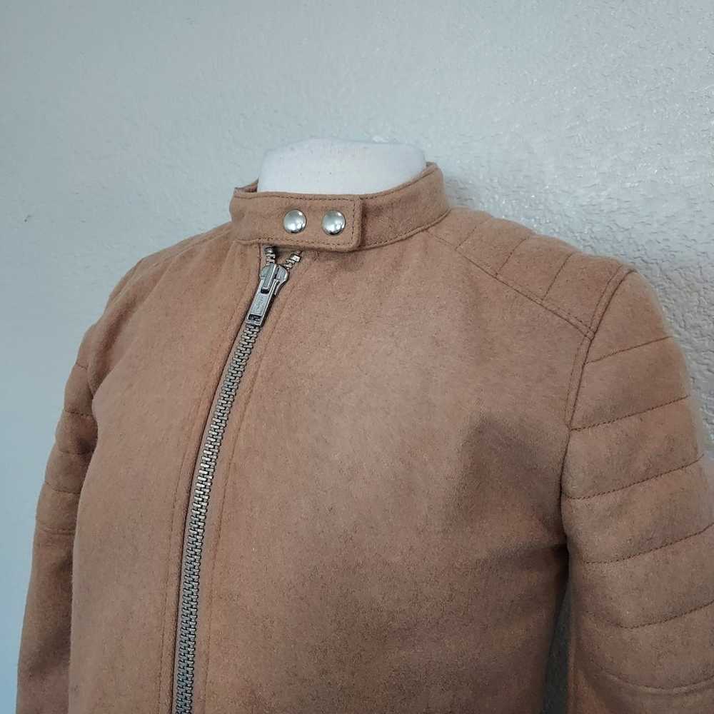 Gap Tan Wool Blend Moto Zip Jacket Size Small - image 5