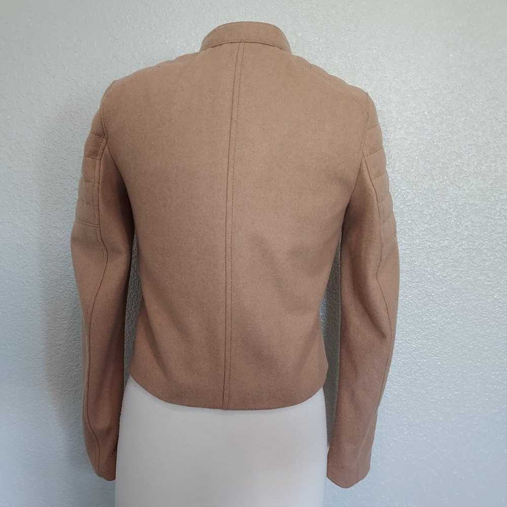 Gap Tan Wool Blend Moto Zip Jacket Size Small - image 8