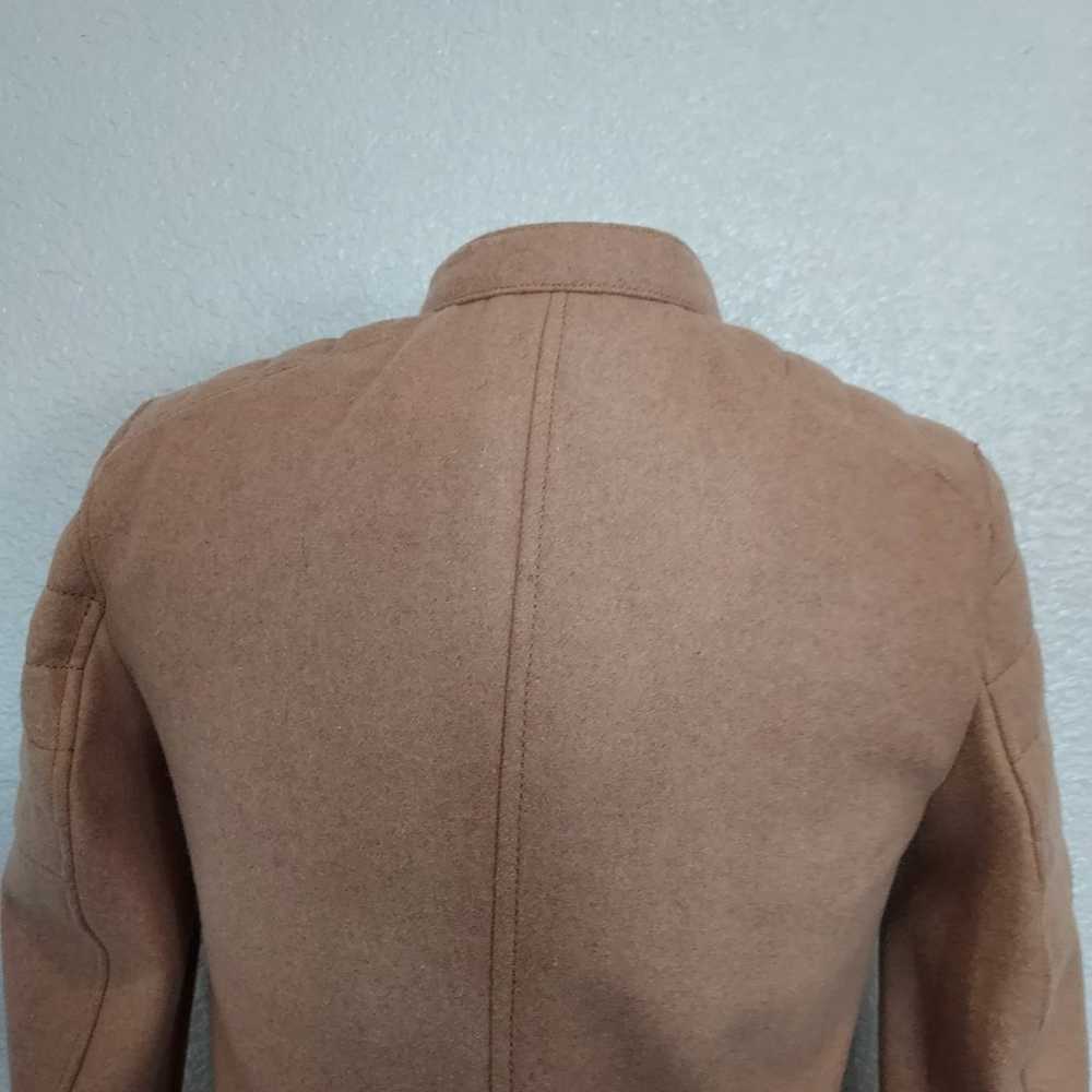 Gap Tan Wool Blend Moto Zip Jacket Size Small - image 9